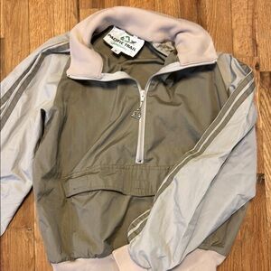 Beige and Gray Half-Zip Jacket